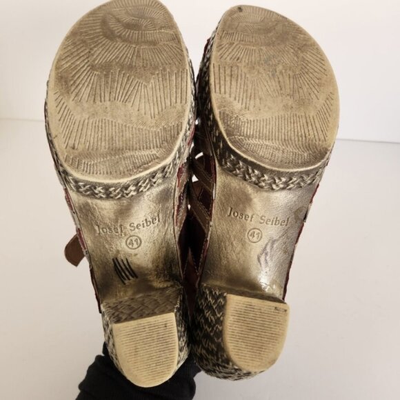 Josef Seibel Sandals Gray Leather Mule Peep Open Toe Platform Shoes 41 Size 10 - Picture 8 of 12